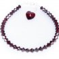 925 Sterling Silver Dark Red Crystal Heart Bracelet MADE WITH SWAROVSKI ELEMENTS