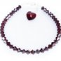 925 Sterling Silver Dark Red Crystal Heart Bracelet MADE WITH SWAROVSKI ELEMENTS