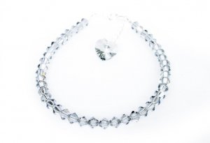 .925 Sterling Silver Grey Crystal Heart Bracelet MADE WITH SWAROVSKI ELEMENTS