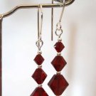 .925 Sterling Silver Siam Dark Red Crystal Earrings made with SWAROVSKI ELEMENTS