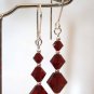 .925 Sterling Silver Siam Dark Red Crystal Earrings made with SWAROVSKI ELEMENTS