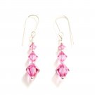 .925 Sterling Silver Rose Pink Crystal Earrings MADE WITH SWAROVSKI ELEMENTS