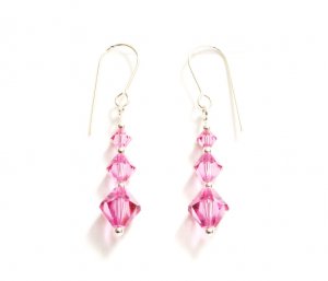 .925 Sterling Silver Rose Pink Crystal Earrings MADE WITH SWAROVSKI ELEMENTS