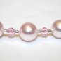 .925 Sterling Silver Light Pale Pink Pearl Necklace made with SWAROVSKI ELEMENTS