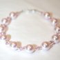 .925 Sterling Silver Light Pale Pink Pearl Necklace made with SWAROVSKI ELEMENTS