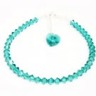 .925 Sterling Silver Teal Zircon Heart Bracelet MADE WITH SWAROVSKI ELEMENTS