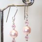 .925 Sterling Silver Light Pale Pink Pearl Earrings made with SWAROVSKI ELEMENTS