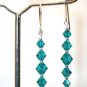 .925 Sterling Silver Earrings Teal Blue Zircon made with SWAROVSKI ELEMENTS