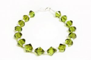 .925 Sterling Silver Bracelet Olivine Crystals MADE WITH SWAROVSKI ELEMENTS