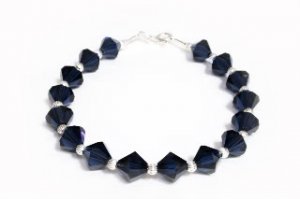 .925 Sterling Silver Bracelet Navy Indigo Crystals MADE WITH SWAROVSKI ELEMENTS