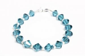 .925 Sterling Silver Bracelet Indicolite Blue Crystals MADE WITH SWAROVSKI ELEMENTS