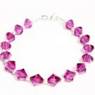 .925 Sterling Silver Bracelet Fuhsia Pink Crystals MADE WITH SWAROVSKI ELEMENTS