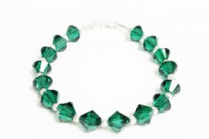 .925 Sterling Silver Bracelet Emerald Green Crystals MADE WITH SWAROVSKI ELEMENTS