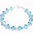 .925 Sterling Silver Bracelet Aqua Blue Crystals MADE WITH SWAROVSKI ELEMENTS