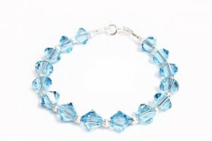 .925 Sterling Silver Bracelet Aqua Blue Crystals MADE WITH SWAROVSKI ELEMENTS