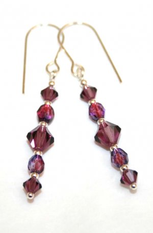 .925 Sterling Silver Amethyst Purple Crystal Earrings made with SWAROVSKI ELEMENTS