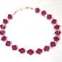 .925 Sterling Silver Necklace Fuchsia Pink Crystals made with SWAROVSKI ELEMENTS