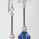 .925 Sterling Silver Earrings Sapphire Blue Crsytals made with SWAROVSKI ELEMENTS