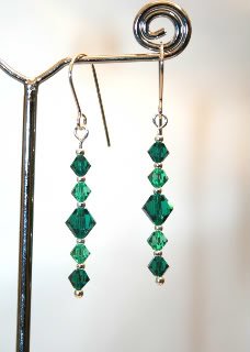 .925 Sterling Silver Earrings Emerald Green made with SWAROVSKI ELEMENTS
