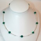 .925 Sterling Silver Emerald Green Necklace Crystal made with SWAROVSKI ELEMENTS