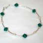 .925 Sterling Silver Emerald Green Necklace Crystal made with SWAROVSKI ELEMENTS
