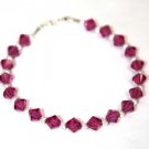 .925 Sterling Silver Fuchsia Pink Crystal Bracelet made with SWAROVSKI ELEMENTS