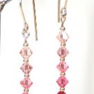 .925 Sterling Silver Rose Fuchsia Crystal Earrings made with SWAROVSKI ELEMENTS