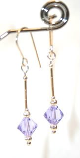 .925 Sterling Silver Violet Light Purple Earrings made with SWAROVSKI ELEMENT