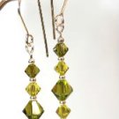 .925 Sterling Silver Earrings Olivine Green made with SWAROVSKI ELEMENTS