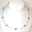 .925 Sterling Silver Rose Pink Crystal Neklace made with SWAROVSKI ELEMENTS