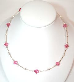 .925 Sterling Silver Rose Pink Crystal Neklace made with SWAROVSKI ELEMENTS