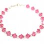 .925 Sterling Silver Rose Pink Crystal Neklace made with SWAROVSKI ELEMENTS