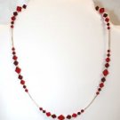 .925 Sterling Silver Siam Red Crystals Necklace made with SWAROVSKI ELEMENTS