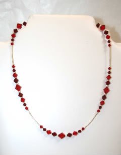 .925 Sterling Silver Siam Red Crystals Necklace made with SWAROVSKI ELEMENTS