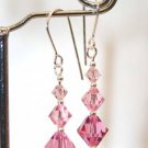 .925 Sterling Silver Rose Pink Earrings  made with SWAROVSKI ELEMENTS