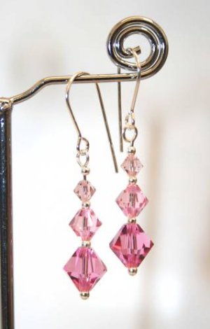 .925 Sterling Silver Rose Pink Earrings  made with SWAROVSKI ELEMENTS