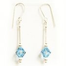 .925 Sterling Silver Earrings Aquamarine Crystals made with SWAROVSKI ELEMENTS