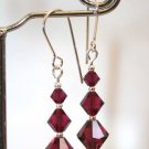.925 Sterling Silver Ruby Pink Crystal Earrings made with SWAROVSKI ELEMENTS