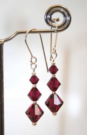 .925 Sterling Silver Ruby Pink Crystal Earrings made with SWAROVSKI ELEMENTS