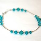 .925 Sterling Silver Blue Zircon Teal Crystals made with SWAROVSKI ELEMENTS
