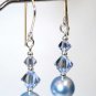 .925 Sterling Silver & Light Blue Pearl Earrings made with SWAROVSKI ELEMENTS