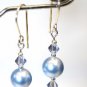 .925 Sterling Silver Baby Light Blue Pearl Necklace made with SWAROVSKI ELEMENT
