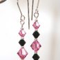 .925 Sterling Silver Pink Black Crystal Neklace made with SWAROVSKI ELEMENTS