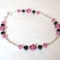 .925 Sterling Silver Pink Black Crystal Bracelet made with SWAROVSKI ELEMENTS