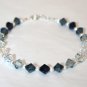 .925 Sterling Silver Indigo Navy Dark Blue Necklace made with SWAROVSKI ELEMENTS
