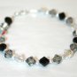 .925 Sterling Silver Grey Black Crystal Necklace made with SWAROVSKI ELEMENTS
