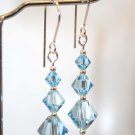 .925 Sterling Silver Aquamarine Aqua Blue Earrings made with SWAROVSKI ELEMENTS