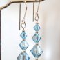 .925 Sterling Silver Aquamarine Aqua Blue Earrings made with SWAROVSKI ELEMENTS