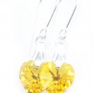 .925 Sterling Silver Light Topaz AB Heart Earrings made with SWAROVSKI ELEMENTS