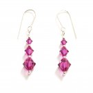 .925 Sterling Silver Fuchsia Pink Crystal Earrings made with SWAROVSKI ELEMENTS